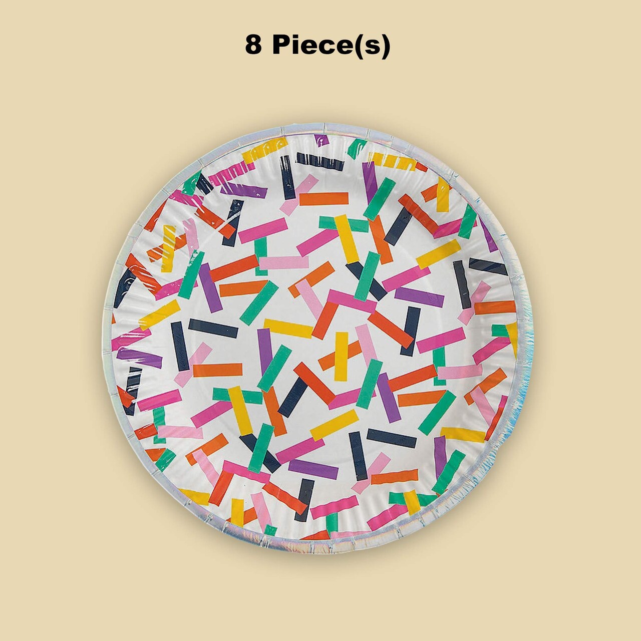 8 Count Tropical Confetti Paper Dessert Plates 7 Inch Colorful Birthday Party Supplies